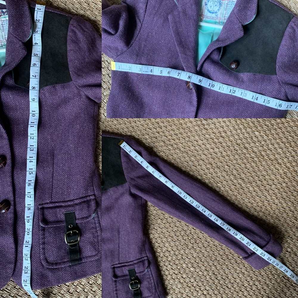Trovata Purple and Mint Wool Elbow Patch Blazer - Picture 8 of 8